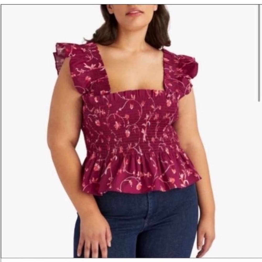 HILL HOUSE Paz Nap Top in Small (S) NWOT - Burgundy Botanical - Picture 2 of 10